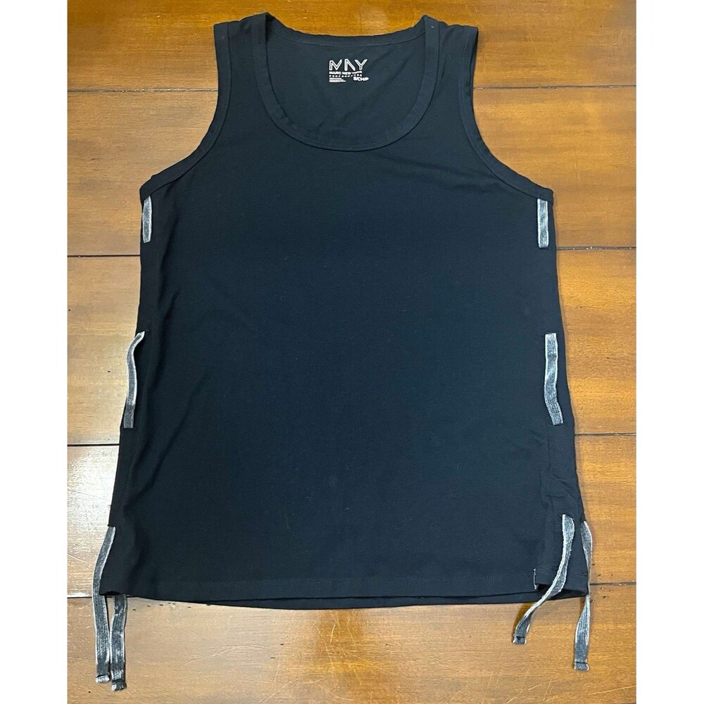 Marc New York Performance Black Ruched Side Ties Tank Top Small MNY
